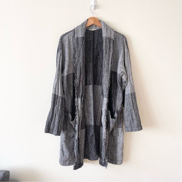 Eileen Fisher Color Block Shawl Collar Jacket Open Front One Size Fits All - Picture 1 of 10